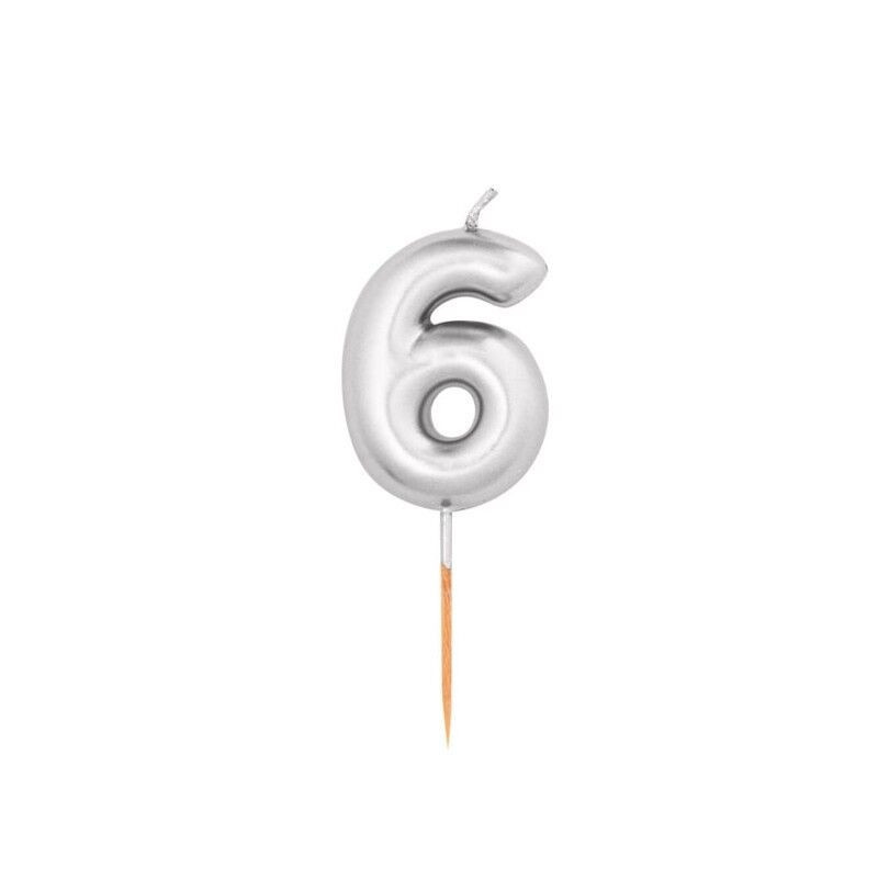 Vela Prata Metalizado, 8cm, Nº 6