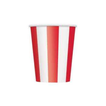6 Copos Papel 355 ml Riscas Vermelho e branco
