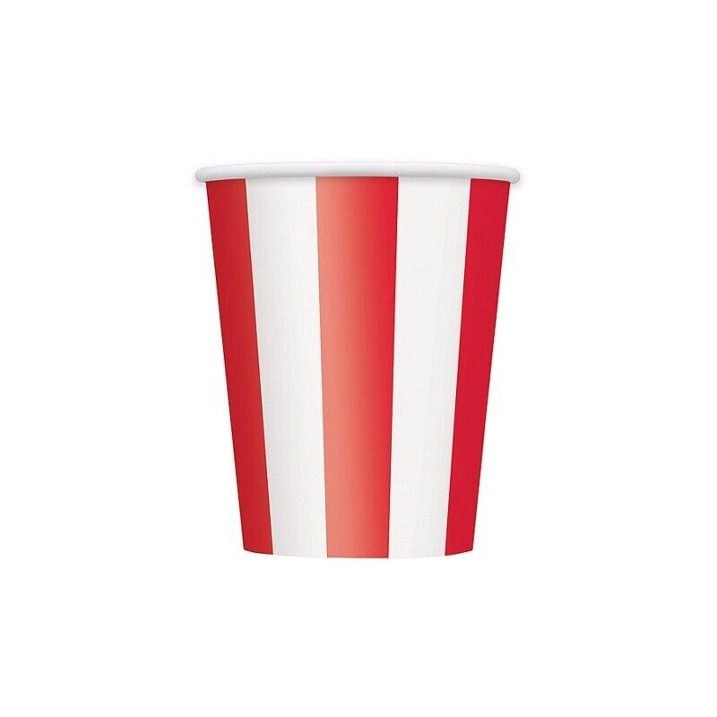 6 Copos Papel 355 ml Riscas Vermelho e branco