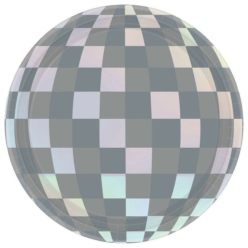 8 Pratos Papel 17.8 cm Disco Ball Drop Iridescent