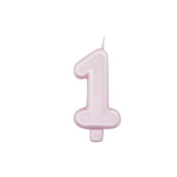 Vela Rosa Perola nº1, 8cm