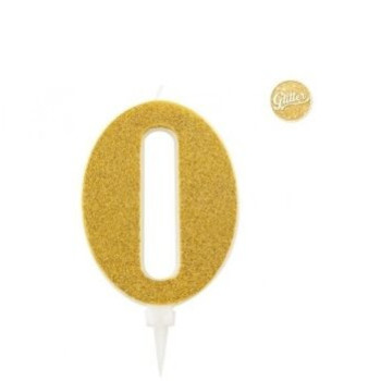 Vela glitter big size 15 cm n. 0 ouro