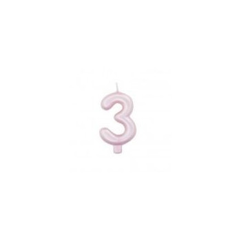 Vela Rosa Pérola Nº 3, 8 cm