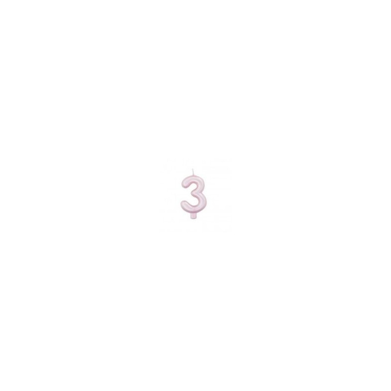 Vela Rosa Pérola Nº 3, 8 cm