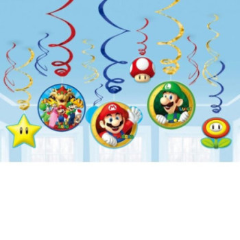 Super Mário 12 decorações Swirl