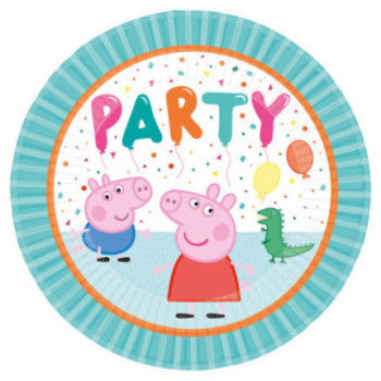 8 Pratos Papel 23 cm Porquinha Peppa Party