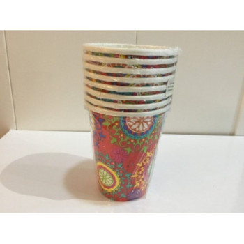 8 copos cartão 266ml Hippie