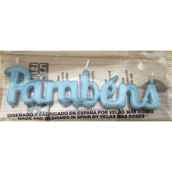 Vela Parabéns 5x21cm Azul bebé