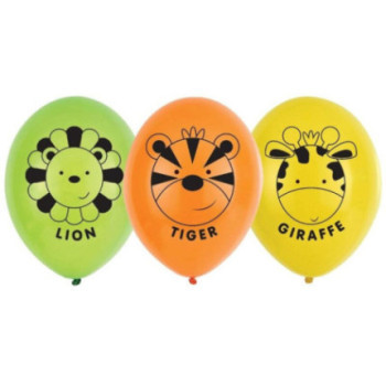 6 Balões Latex 11" Jungle Friends