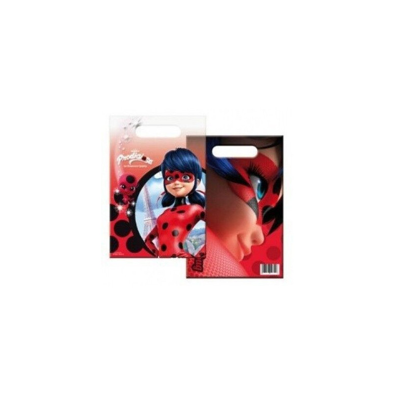 6 Sacos de Oferta Rectangulares c/alças  Lady Bug 17x25cm