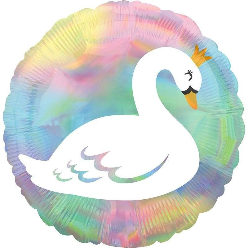 Balão Cisne Holográfico - Pastel 45cm