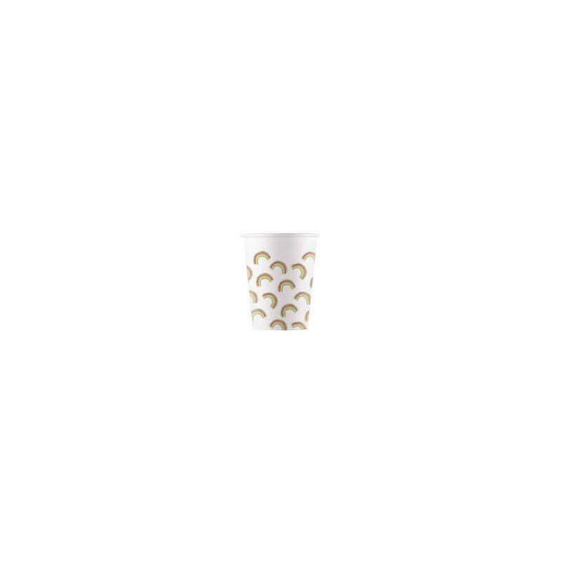 8 copos papel 200 ml - Rainbow