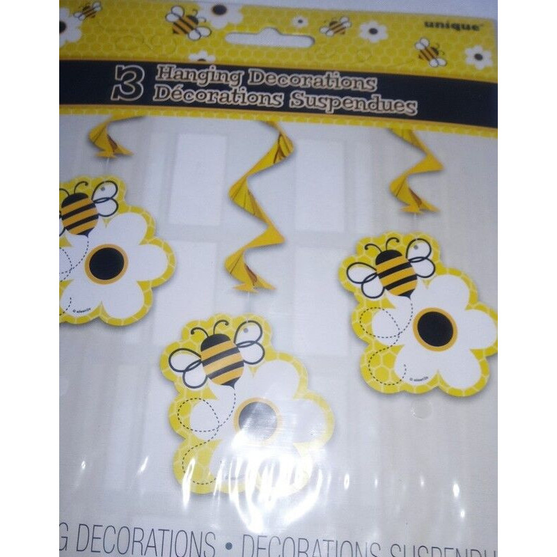 3 Hanging Swirl Decotations Abelhas