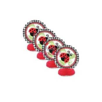 4 mini Honeycomb decorations ladybug