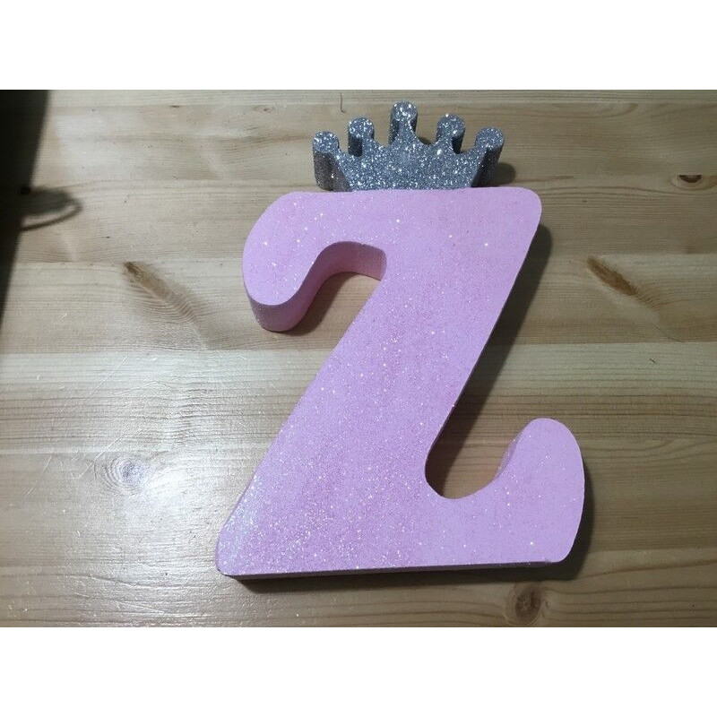 letra Z esferovite rosa coroa prata 18 cm
