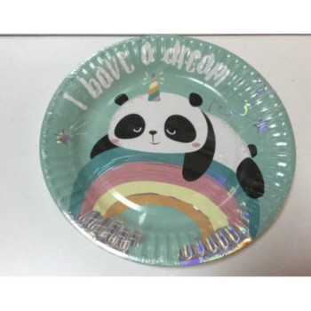6 pratos papel 18 cm Panda Dreamy