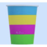 Copos de Papel 250 cc, Riscas Cores Fluorescentes, pack 8