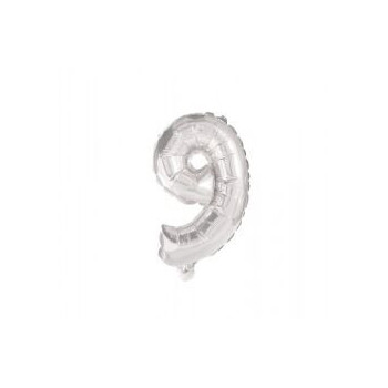 Micro Balão 10 cm - Nº 9 - Prateado