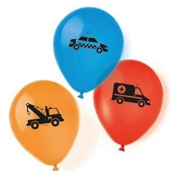 6 balões latex Transportes 22,8cm