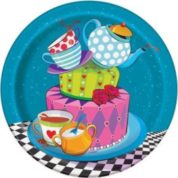 8 pratos 17 cm Mad Hatter Tea Party Lunch