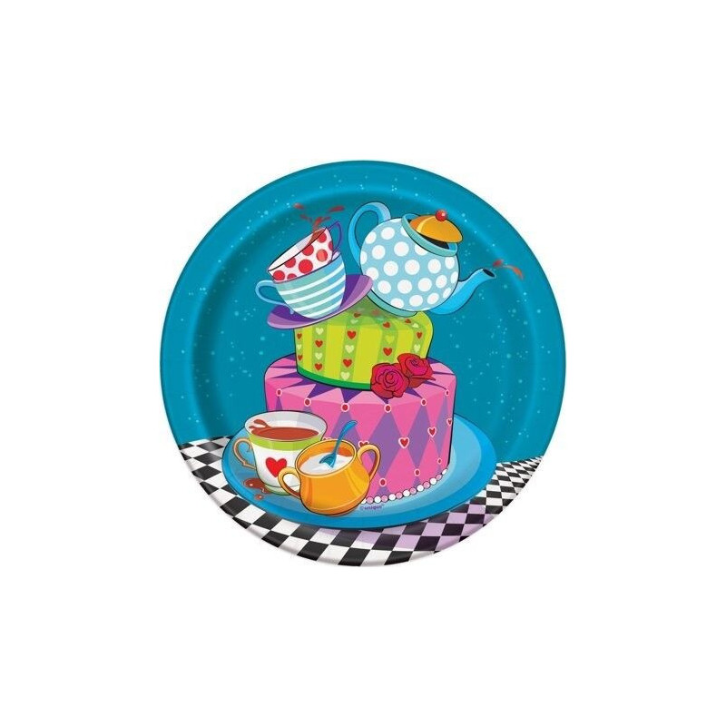 8 pratos 17 cm Mad Hatter Tea Party Lunch
