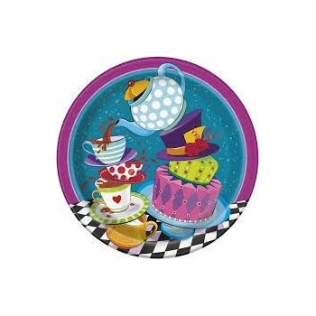 8 pratos 22 cm Mad Hatter Tea Party Lunch