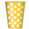 6 copos Amarelos c/ Bolas Brancas 354ml