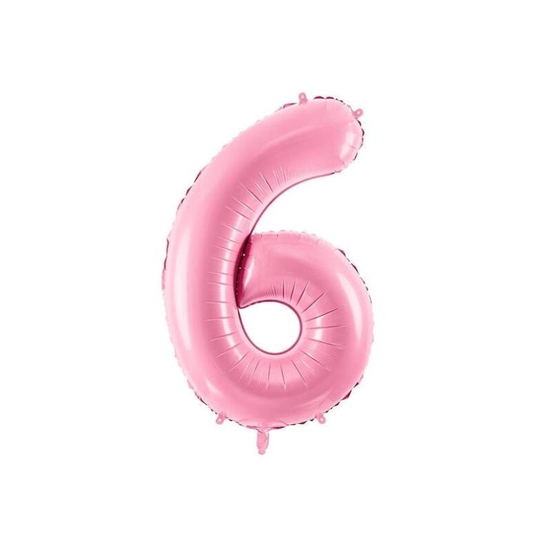 Balão Foil Nº 6 rosa 86 cm