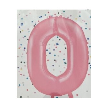 Balão Foil Nº 0 rosa 86 cm