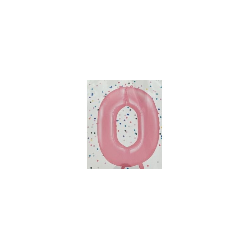 Balão Foil Nº 0 rosa 86 cm