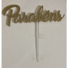 Topo de bolo acrilico parabens - ouro