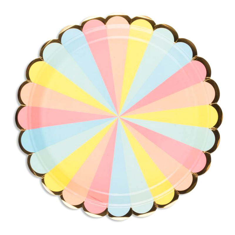 8 pratos 23cm candy pastel