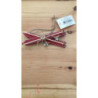 Hanging red wooder skis 5.5cmx2cmx12cm
