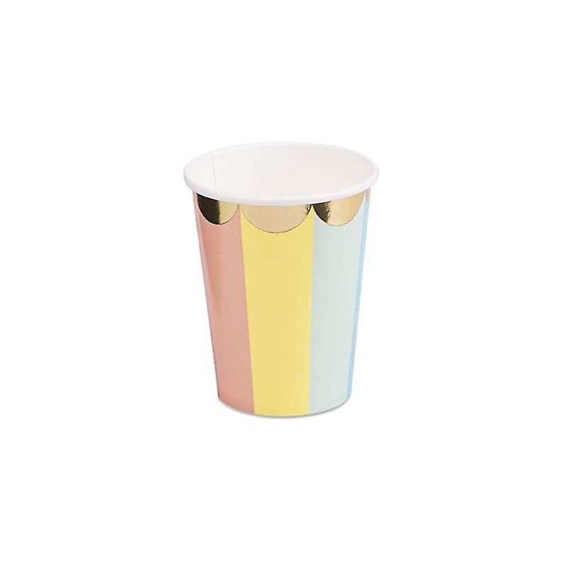 8 copos 255ml candy pastel rebordo dourado