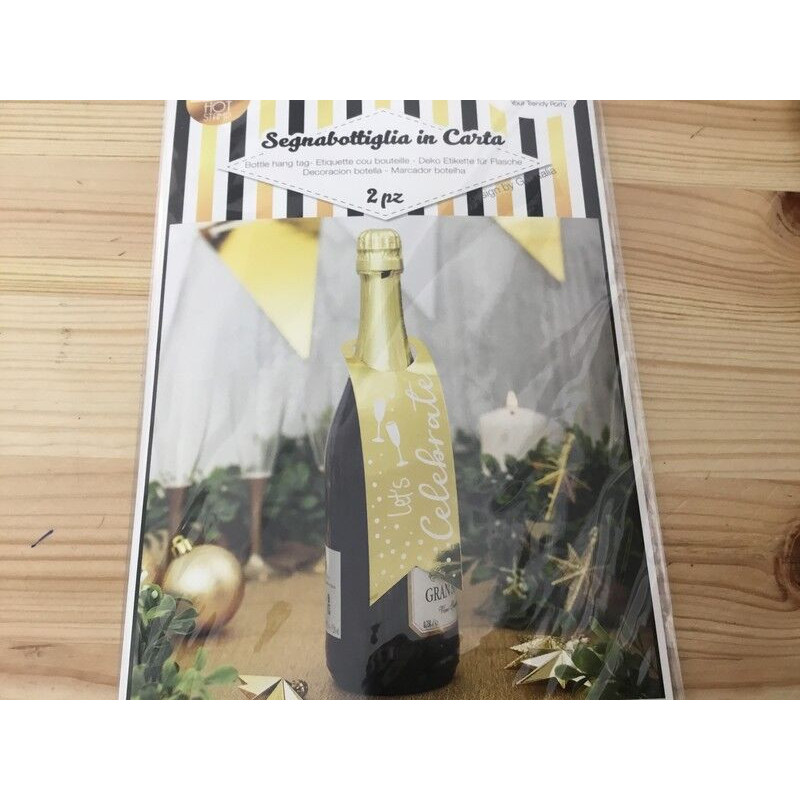 2 decorações de garrafa ouro e branco