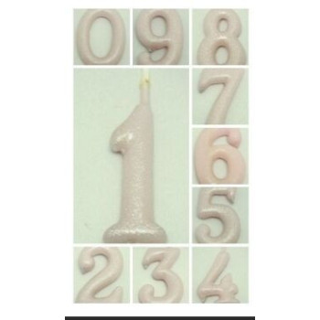 vela nº8 - 6cm rosa bebe glitter