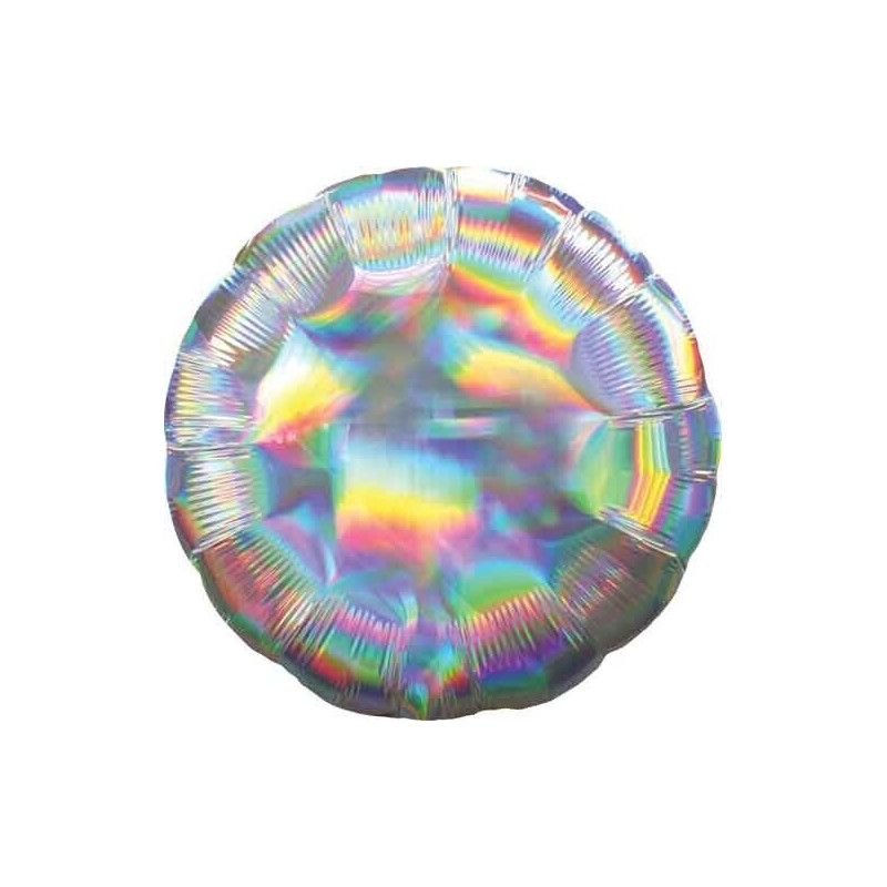 Balão Foil silver iridescent circle s40