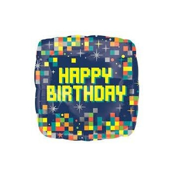Balão Happy Birthday Pixels 43cm