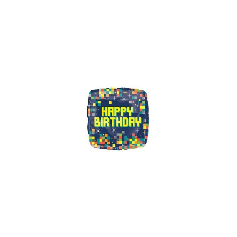 Balão Happy Birthday Pixels 43cm