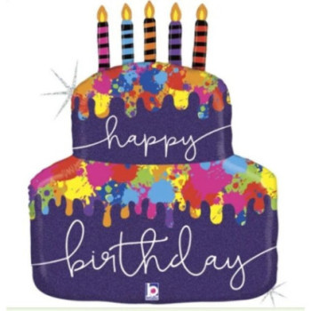 Balão Happy Birthday bolo Pintado 76cm