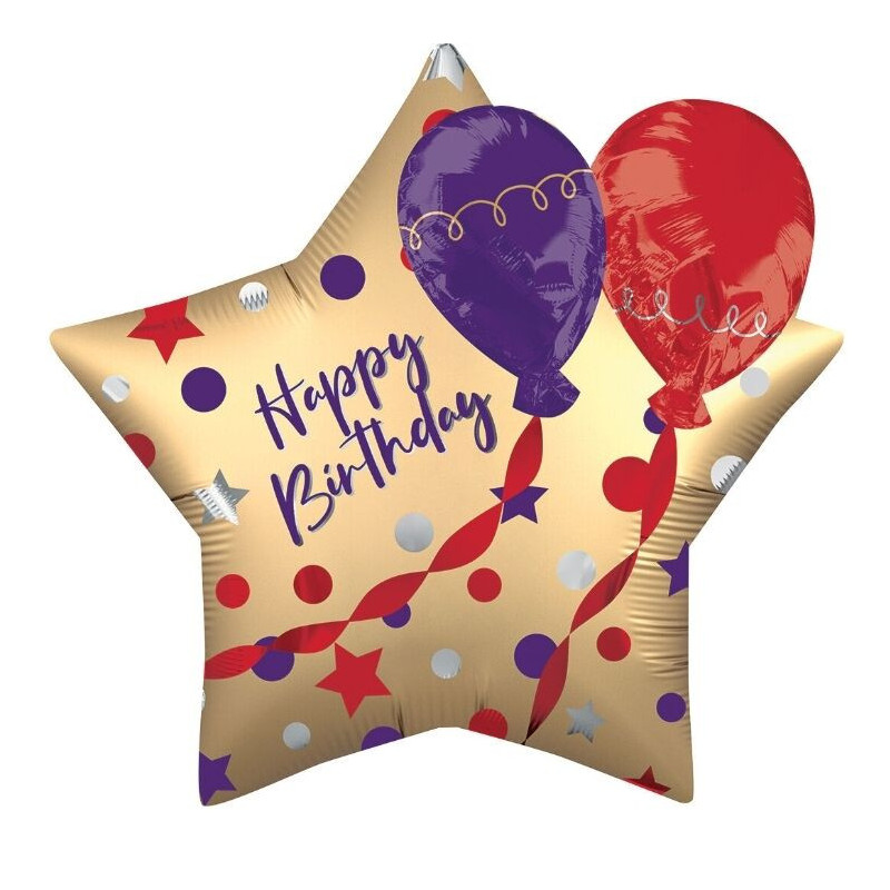 Balão Estrela Happy Birthday 71cm