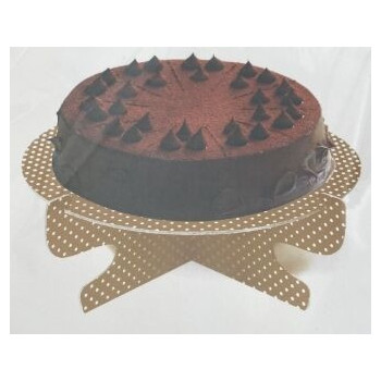 Suporte para bolo 30 cm com pé dourado bolas brancas