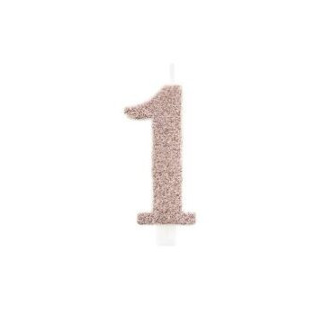 Vela Rose Gold Glitter nº1