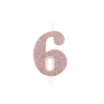 Vela Rose Gold Glitter nº6