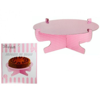 Suporte Bolos Rosda Bolinhas Brancas 30cm
