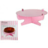 Suporte Bolos Rosda Bolinhas Brancas 30cm