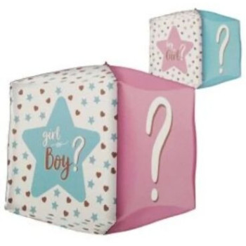 Balão foil cubo reveleação boy or girl 15" . 38cm