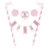 Pink Gingham 1st Birthday Bunting Cake Topper