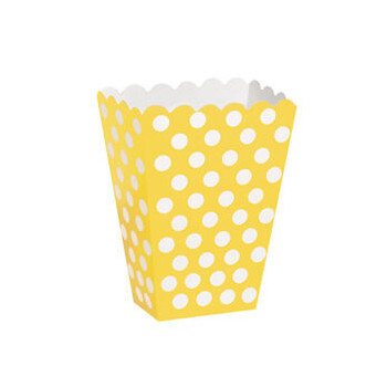 8 caixas pipocas amarelo bolas brancas