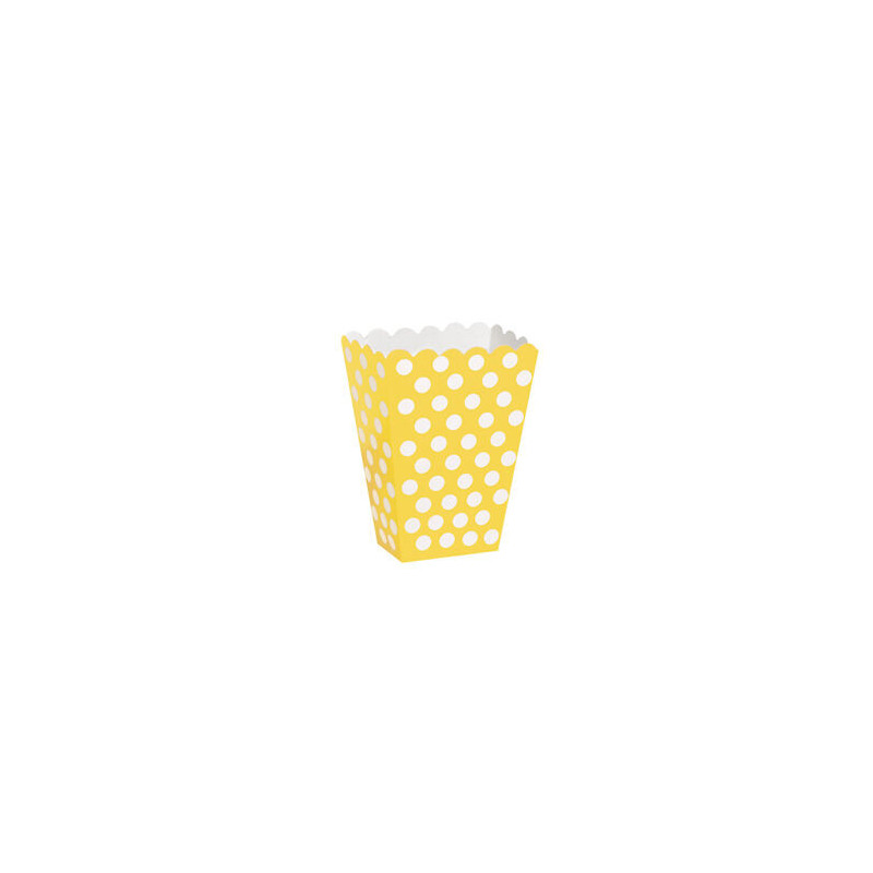 8 caixas pipocas amarelo bolas brancas